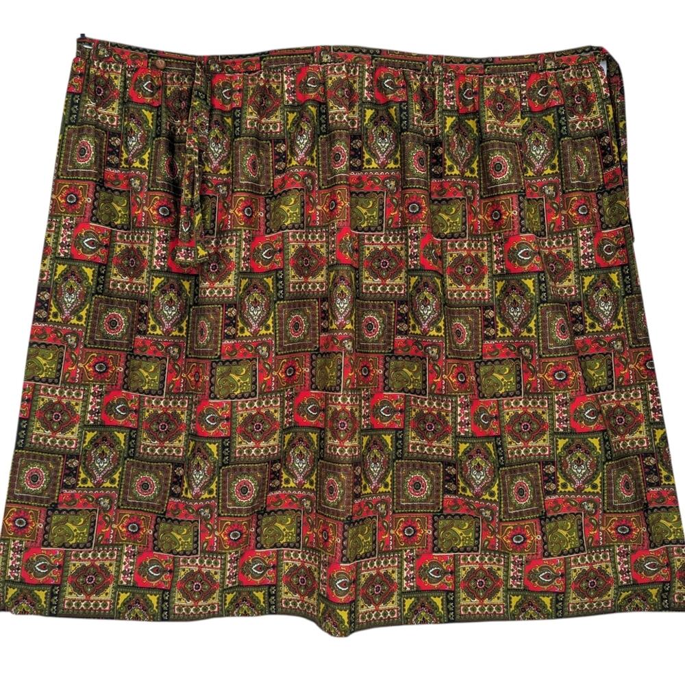 Vintage 1970's Faux Patchwork BEVERLY VOGUE Wrap Maxi Skirt Mandalas & Paisleys